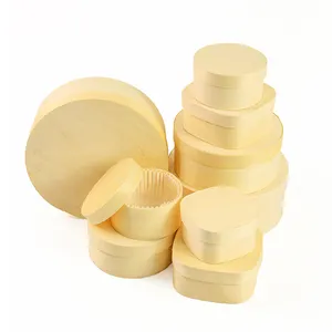 Hot sale wooden cake box disposable pinewood dessert cup round wood cheese box with lid