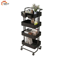 Étagère de rangement mobile XL en acier au carbone à 2/3/4 niveaux, design moderne et écologique pour l'organisation des articles divers du salon