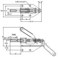 Pince à levier 36092 en alliage d'aluminium et acier inoxydable, à libération rapide pour le travail du bois et la fixation d'objets