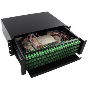 Boîtier terminal optique entièrement équipé 96 cœurs 96 ports 4U pour câble de diffusion TV, épissure G652D Sc/<span class=keywords><strong>APC</strong></span> FC, équipement fibre optique 4U - Product Image 1
