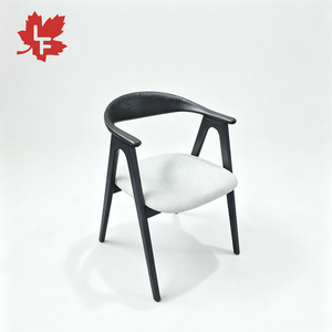 Silla de Comedor de Madera Maciza Negra Tapizada en Cuero, Diseño Personalizado, Respaldo Curvo, Silla de Comedor con Brazos para Restaurante, Venta al Por Mayor a Precio Económico - Product Image 6