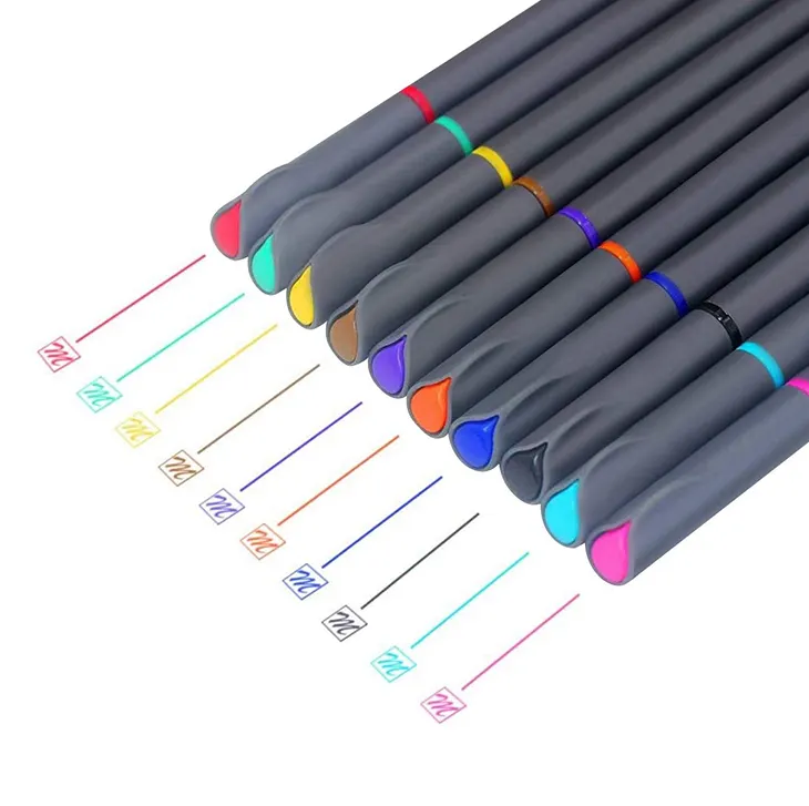 Fabriek Goedkope Dual Tips Ontwerp Permanente Waterdicht Fineliners Marker Pen Set Met Twee Fijne Lijn Brede Vilt Tips