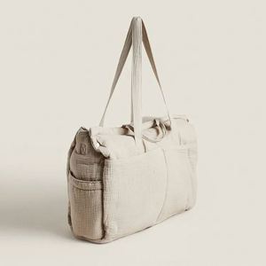 Sac à dos de maternité en tissu mousseline bio certifié BSCI, grande capacité, pour maman, avec échantillon gratuit. - Product Image 3