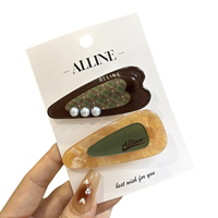 Pince à cheveux en forme de cœur avec perles, à carreaux et pois, accessoire capillaire simple et minimaliste pour filles