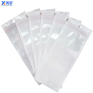 حقيبة بسحاب مسطح شبه شفاف أبيض لؤلؤي بطبعة شعار مخصصة للبيع بالتجزئة لأكياس الهواتف المحمولة منتجات إلكترونية مجوهرات - Product Image 2