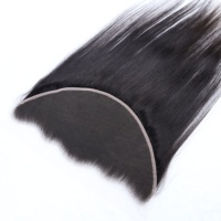 RUISI LF-003 13x6 Closure Cambodgienne Remy Lisse Cheveux Humains Noir Naturel Dentelle Transparente Frontale Double Trame Faite à la Machine Cheveux Remy Permanents