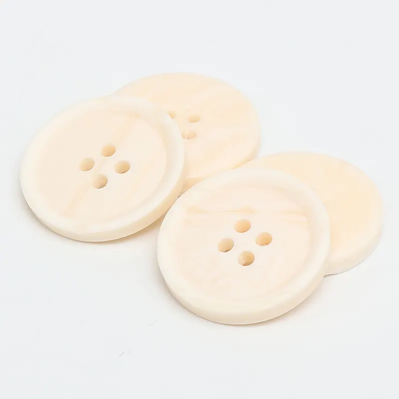 Botão de chifre de búfalo costurado com 4 furos, botões de resina fashion com padrão de madeira branco, de alta qualidade, para roupas