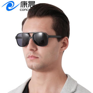 Gafas de sol Conchen para hombre, montura grande, doble puente, negras, protección UV400, para conducir, viajar, moda. - Product Image 1