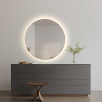 Miroir de salle de bain cosmétique rond personnalisé au design moderne Miroir à led intelligent anti-brouillard avec lumières à led 50cm 60cm 70cm 80cm