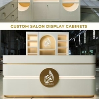 YS-0871 Bureau de réception moderne en bois blanc de luxe personnalisable, écologique, pour salon de beauté, salon de coiffure
