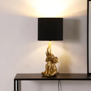 โคมไฟตั้งโต๊ะเรซิ่นข้างเตียง,ดีไซน์รูปช้างสีทองทันสมัยสไตล์นอร์ดิกสำหรับตกแต่งบ้าน