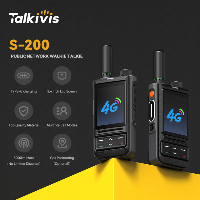 Talkivis S-200 4G Network Radio GPS Public Network Walkie Talkie Work With POC Global Call Walkie Talkie Touch Screen Radio Poc