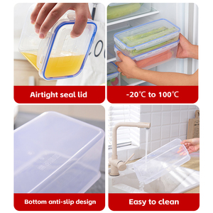 Boîtes de conservation <span class=keywords><strong>alimentaire</strong></span> en plastique, boîte de rangement pour réfrigérateur avec couvercle hermétique, contenants empilables pour congélateur, rectangulaires - Product Image 2