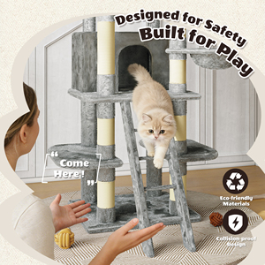 Large 70.87in Cat Tree With 2 Condos 3 Perches <b>Hammock</b> Plush Sisal Scratch Posts For Cats Play Structure - Product Image 5