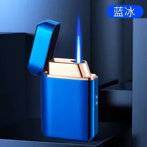 2023 kim loại điều khiển bằng giọng nói Windproof ngọn lửa màu xanh butan gas nhẹ hơn có thể nhìn thấy cửa sổ khí nhiều phương pháp đánh lửa <span class=keywords><strong>USB</strong></span> nhẹ hơn tiện ích - Product Image 5