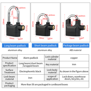 उच्च डेसीबल अलार्म पैडलॉक-वाटरप्रूफ प्लास्टिक सुरक्षा लॉक विभिन्न स्थानों के लिए चोरी - Product Image 4