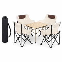 Chaise Moon en forme d'œuf en tissu Oxford, table de camping et ensemble de chaises pliantes avec dossier pour pique-nique, barbecue et utilisation en extérieur