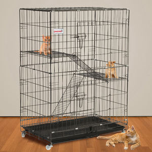 Chine Excellente Qualité Pliable 3 4 Étages Pas Cher En Métal Grand Chat <span class=keywords><strong>Cages</strong></span> Avec Roues Cage Pour Animaux De Compagnie - Product Image 6