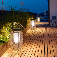 Lampe de pelouse extérieure moderne chinoise, lampe de jardin paysager étanche, sol extérieur tissé en rotin