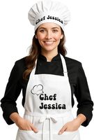 Tablier de cuisine unisexe noir avec logo personnalisé, design imperméable à la taille, 2 poches spacieuses, fournitures de nettoyage en vrac, tabliers personnalisables