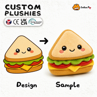 Fabricant de jouets en peluche personnalisés : Poupée animale en peluche sur mesure en forme de sandwich, inspirée de votre design, cadeau et article promotionnel pour enfants
