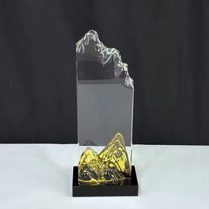 निर्माता ग्लास पट्टिका क्रिस्टल ट्रॉफी गोल्ड रेड माउंटेन आइसबर्ग क्रिस्टल ग्लास पुरस्कार पट्टिका ट्रॉफी - Product Image 5