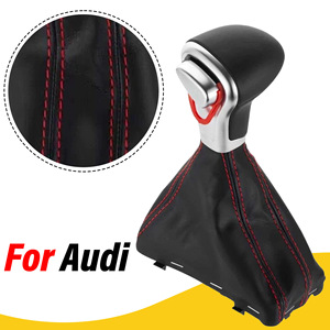 Audi Automatic Gear <b>Shift</b> <b>Knob</b> Leather Black Red Stitch Ergonomic Design - Product Image 2