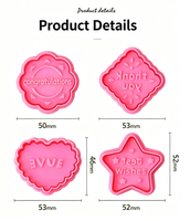 Ensemble de 4 emporte-pièces en forme de mots, cœurs, carrés et étoiles, outils de pâtisserie en plastique pour la décoration de gâteaux en pâte à sucre