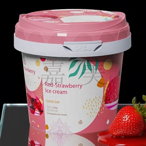 กระถางพลาสติกสำหรับบรรจุไอศกรีมพร้อมฝาปิด500มล. ติดฉลากในแม่พิมพ์รสสตรอเบอร์รี่พร้อมหลักฐานการงัดแงะ - Product Image 5