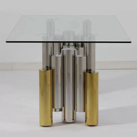 Table à manger rectangulaire en acier inoxydable doré avec plateau en verre trempé, mobilier de maison chinois moderne, design personnalisé pour salle à manger