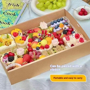 批发户外野餐一次性可回收纸饭盒披萨三明治牛皮纸托盘便当零食拼盘盒快餐 - Product Image 3