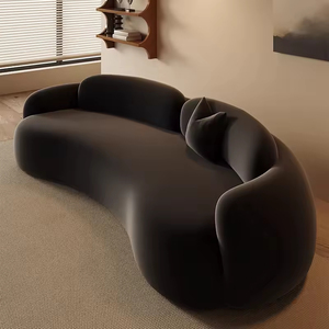 Ensemble de canapés modulaires en crème de forme spéciale incurvée, petit appartement, magasin de vêtements, salon de beauté, B&B, bureau, espace de repos, bois, éponge, hôtels - Product Image 4