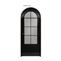 Porte extérieure à battant en verre trempé en alliage d'aluminium, design moderne de style français classique, taille et couleur personnalisées, pour chambre à coucher
