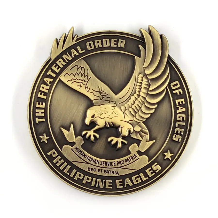 3 ''Antike Farbe Philippi nisches Adler Abzeichen hochglanz poliertes 3D-Logo Philippi nisches Adler Auto Emblem