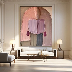 Art mural 3D, grande toile texturée épaisse, peinture abstraite colorée de personnes, art mural moderne vertical pour la décoration intérieure moderne et les galeries - Product Image 2