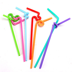 Strawsdisposable, colorfu artístico curvo en forma, catering fruta jugo bebida grado alimenticio, plástico, - Product Image 1