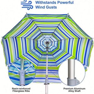 Sombrilla de Playa Portátil de 7.5' con Anclaje para Arena, Protección UV, con Barra Inclinable y Bolsa de Transporte, Ideal para Exteriores y Playa - Product Image 2