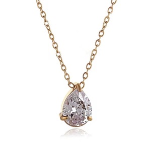 Joolim 18K chapado en oro joyería de acero inoxidable cadena delicada cuadrado Zirconia colgante regalos fiestas de compromiso aniversarios - Product Image 3