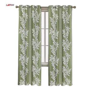 Wholesale Polyester Fabric bamboo pattern printing curtains for the living room