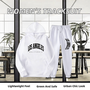 Ensemble 2 pièces hiver pour femme : sweat à capuche décontracté à manches longues et pantalon de survêtement taille haute, streetwear léger pour l'entraînement et le sport - Product Image 2