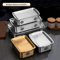 Assiettes de dîner coréennes en acier inoxydable 304 isolées, support métallique sans fumée pour garder les aliments au chaud, 50 pièces