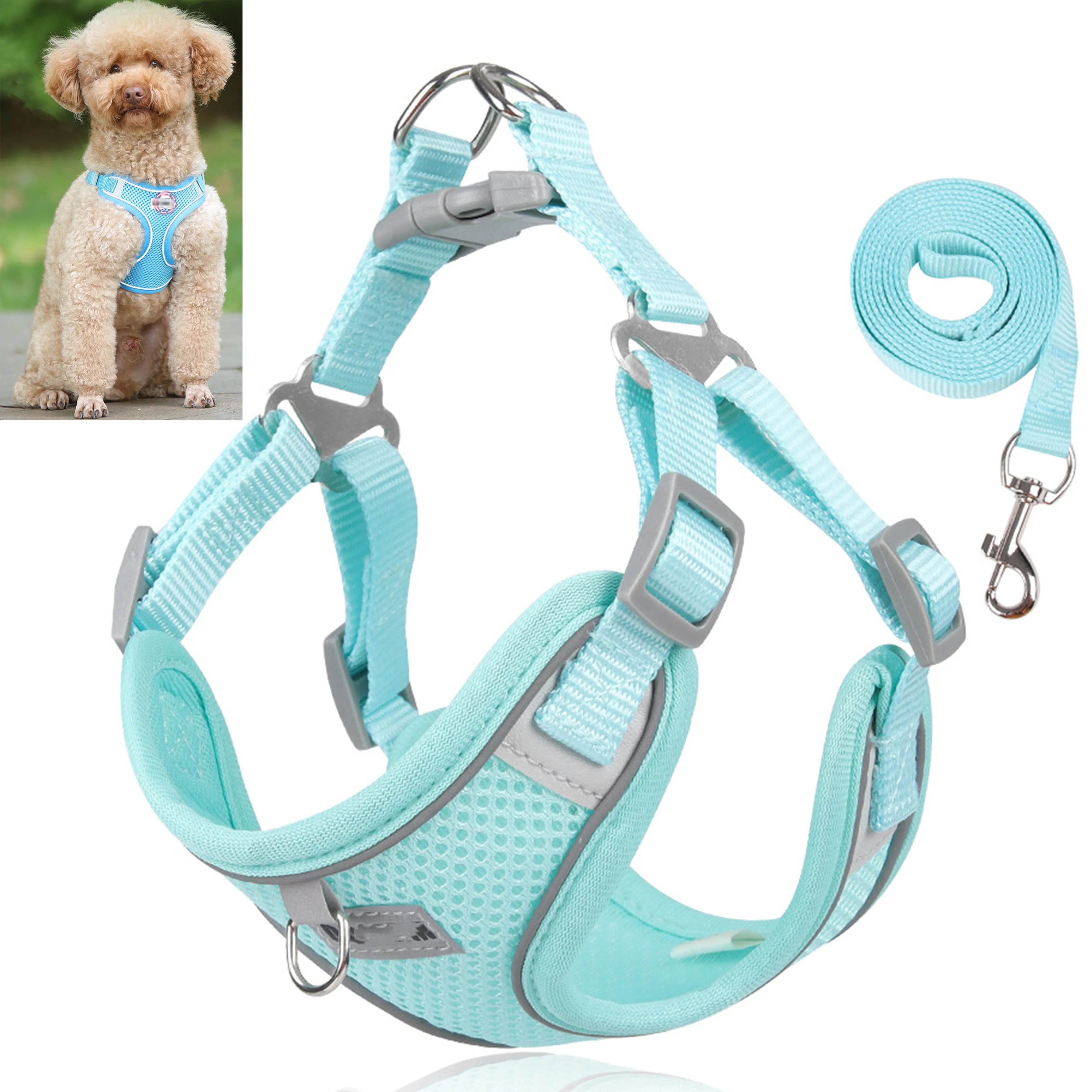 Gilet con imbracatura per cani caldo riflettente regolabile morbido senza strozzatura per animali domestici Set di imbracature per animali domestici