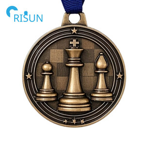 Nhà Sản Xuất Chất Lượng Tùy Chỉnh 3D Antique Vàng Bạc Bronze <span class=keywords><strong>Checkers</strong></span> Champion Cờ Vua Huy Chương - Product Image 5