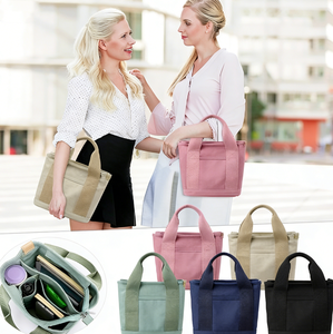 Bolsa de Mano de Lona de Algodón Verde Personalizada de Alta Calidad, Estilo Moderno para Mujer, Cierre de Cremallera, para Todas las Temporadas, Compras, Uso Diario Informal - Product Image 4