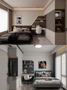 Ensemble de rangement pour <span class=keywords><strong>chambre</strong></span> d'enfant en bois tatami moderne minimaliste, design bleu et blanc, hypoallergénique, extensible, utilisation scolaire, directement de l'usine - Product Image 3