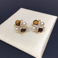 Boucles d'oreilles en perles d'eau douce naturelles en gros SHDIYAYUN, design rétro à double perle, bijoux en perles