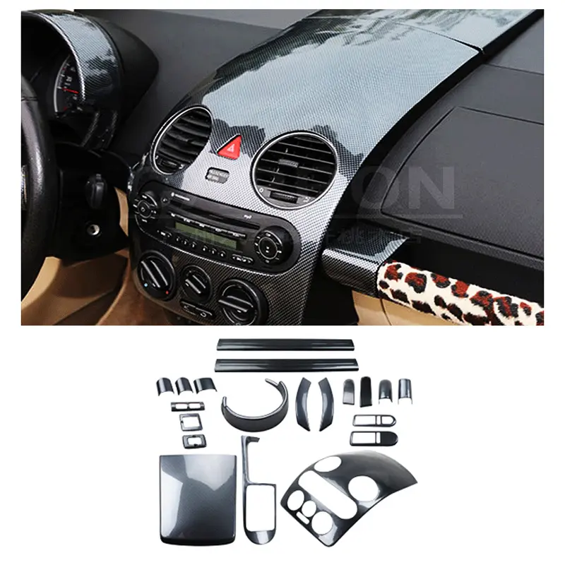 Accessori interni per auto in fibra di carbonio per Volkswagen Beetle 2003-2012 kit interruttore alzacristalli pannello ingranaggi coperchio cruscotto refit