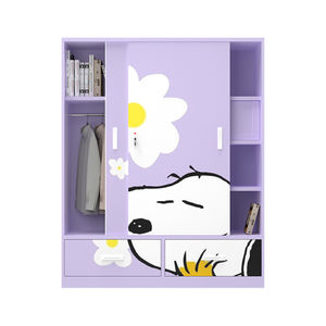 ตู้เสื้อผ้าเหล็กพิมพ์ลายสำหรับเด็กเล็กสีสดใสขอบเรียบแขวนแบบล็อคได้ - Product Image 4