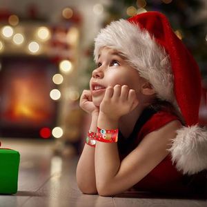 2024 Christmas Gift Slap Bracelet Party Band Circle Kids Holiday Wrist Snap Band for Children - Product Image 6