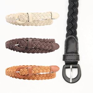 Retro Style Wax Rope Braided Belt PU Iron Buckle Leather Wide Fashion Belts Shirt Dress Decorative Women Fashion Belt - Product Image 1